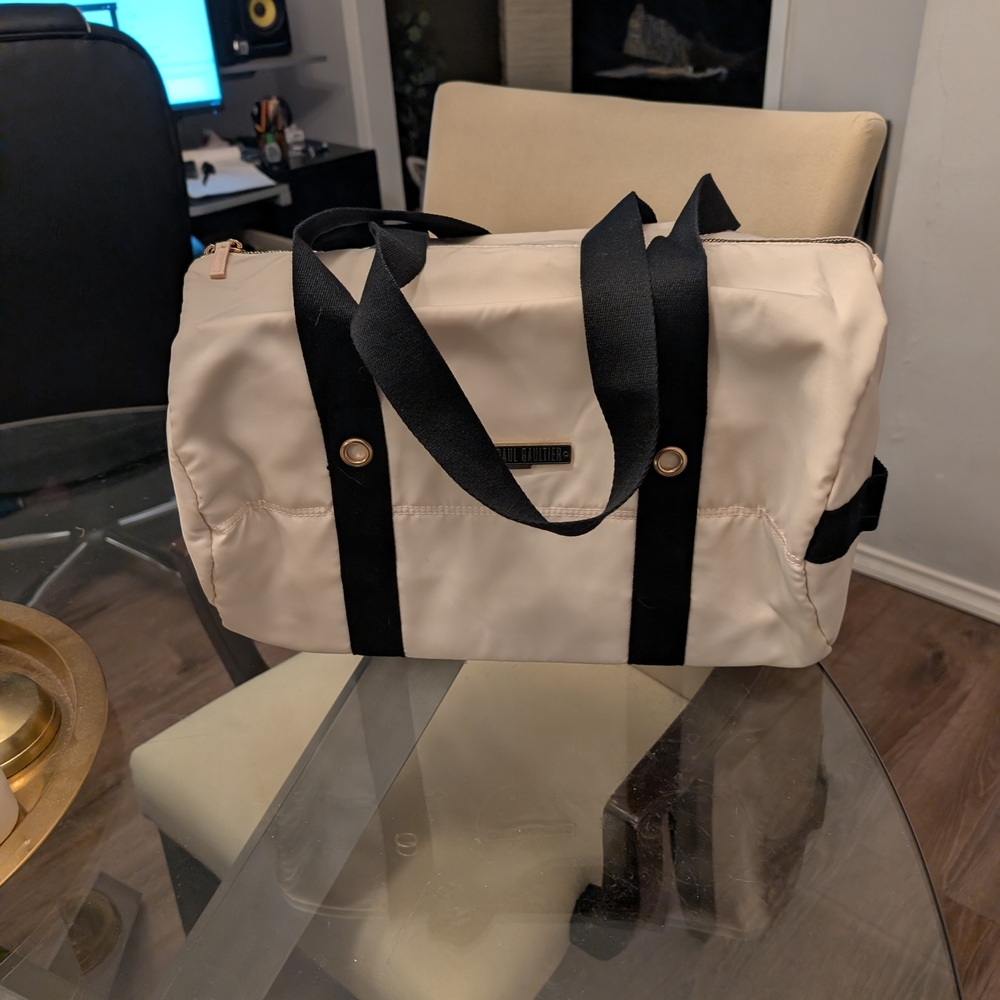 Jean Paul Gaultier Beige and Black Duffel Bag